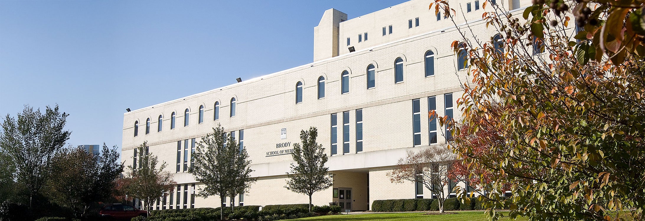 Exterior of Brody School of Medicine building