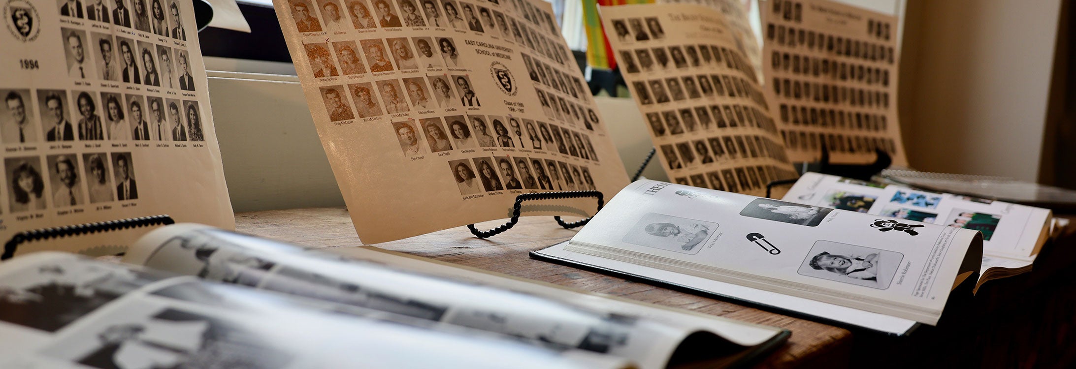 yearbooks on display