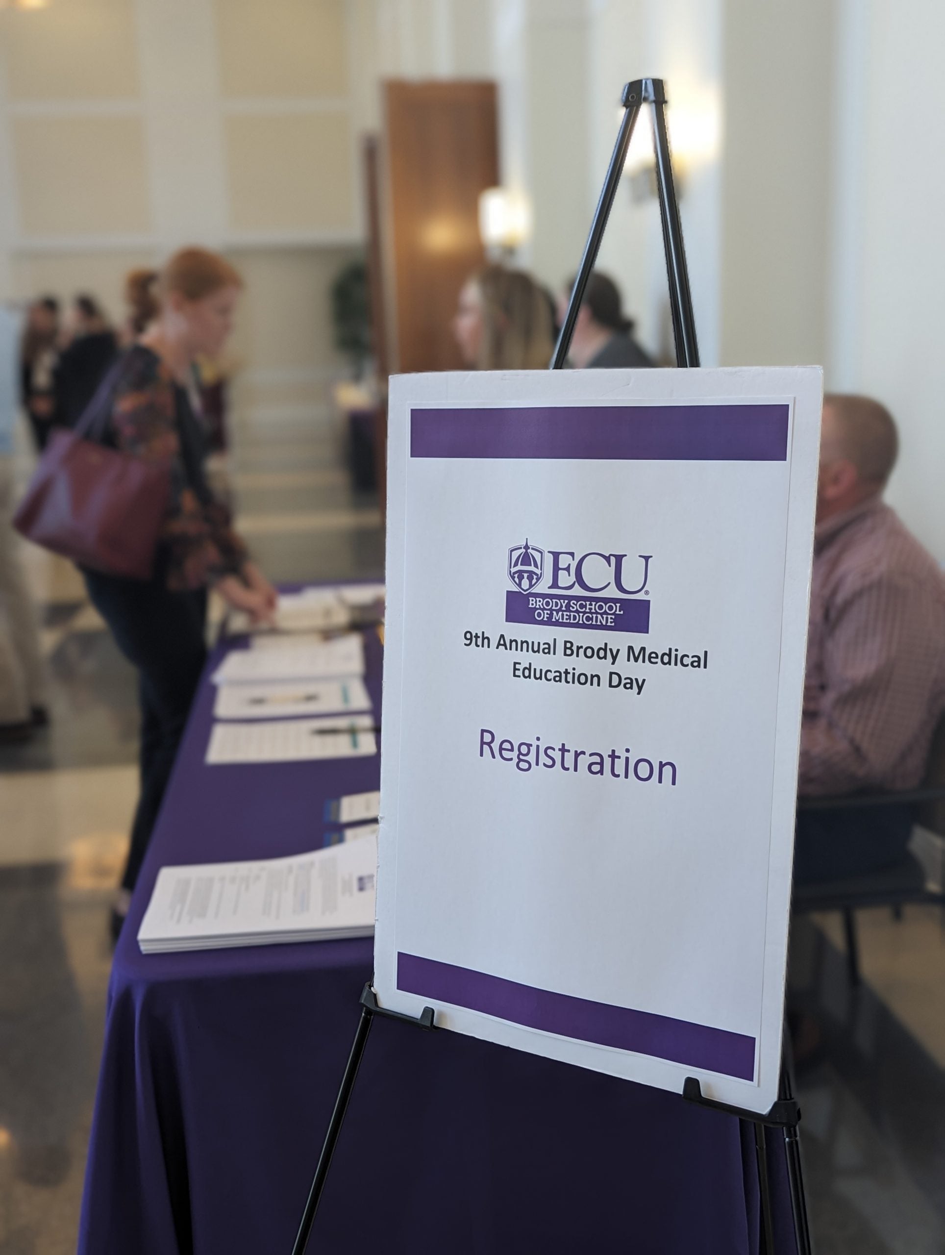 A sign for Registration at the ninth annual Brody Medical Education Day