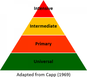 Learning Pyramid - Intensive, Intermediate, Primary, Universal - Adapted from Capp (1969)