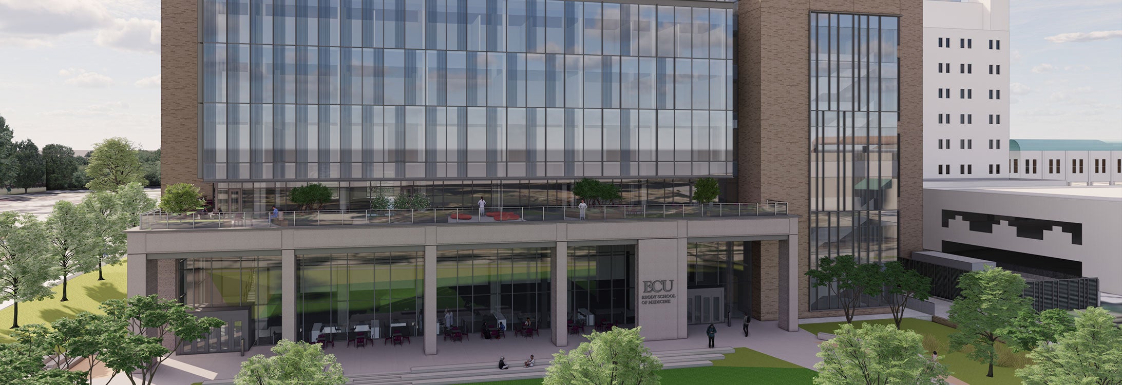 Rendering of Exterior of The Brody School of Medicine building